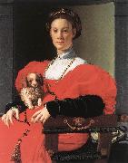 BRONZINO, Agnolo Portrait of a Lady with a Puppy f oil painting reproduction